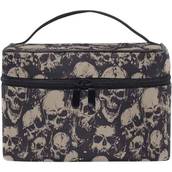 Makeup Bag, Goth Skulls Gothic Travel Makeup Organizer Bag Cosmetic Cases - Picture 1 of 6